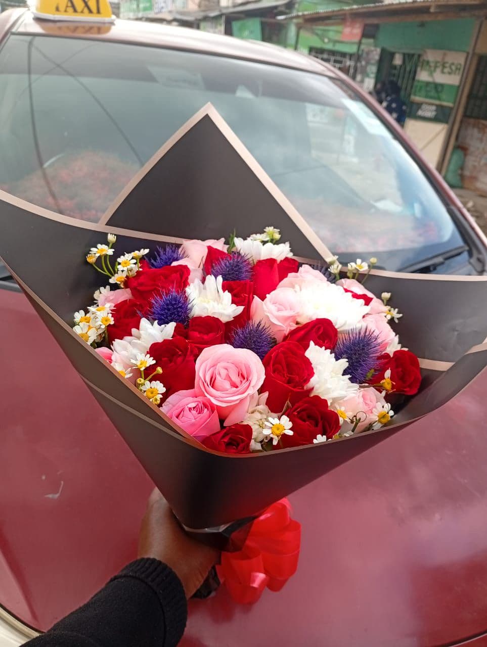 Stunning Pink Red Purple Birthday Bouquet in Kitengela β Romantic Mixed Flowers