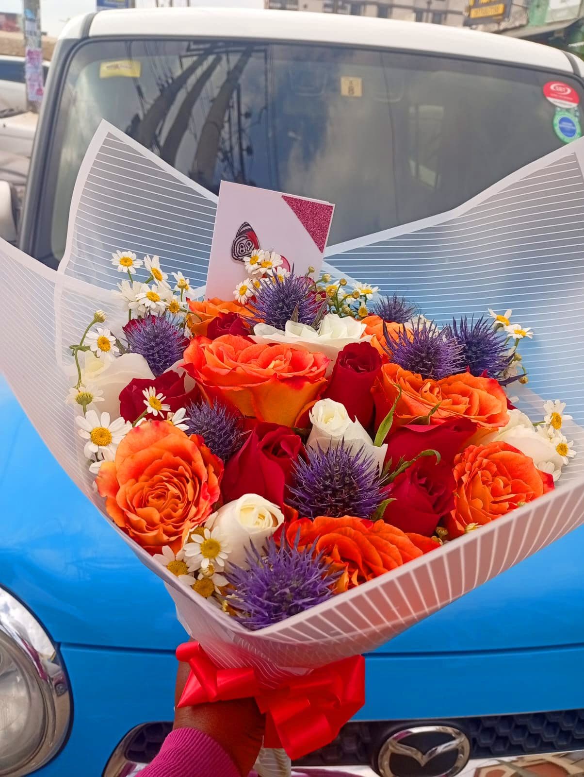 "Best Vibrant Orange & Pine Bouquets in Kitengela & Nairobi and free gift– Happy Paradise Florist"